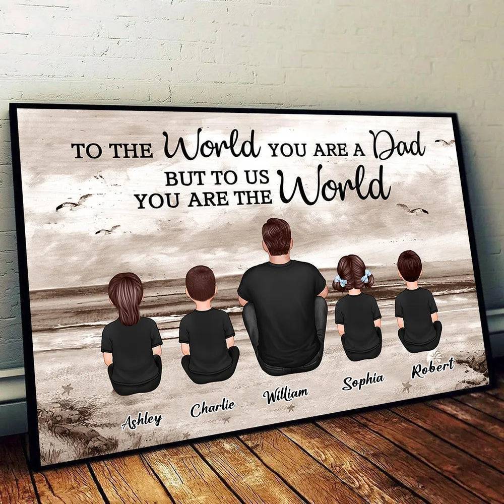 Dad And Sons Daughters Retro Vintage Beach - Personalized Canvas - Father's Day Gift, Birthday Gift For Dad, Daddy