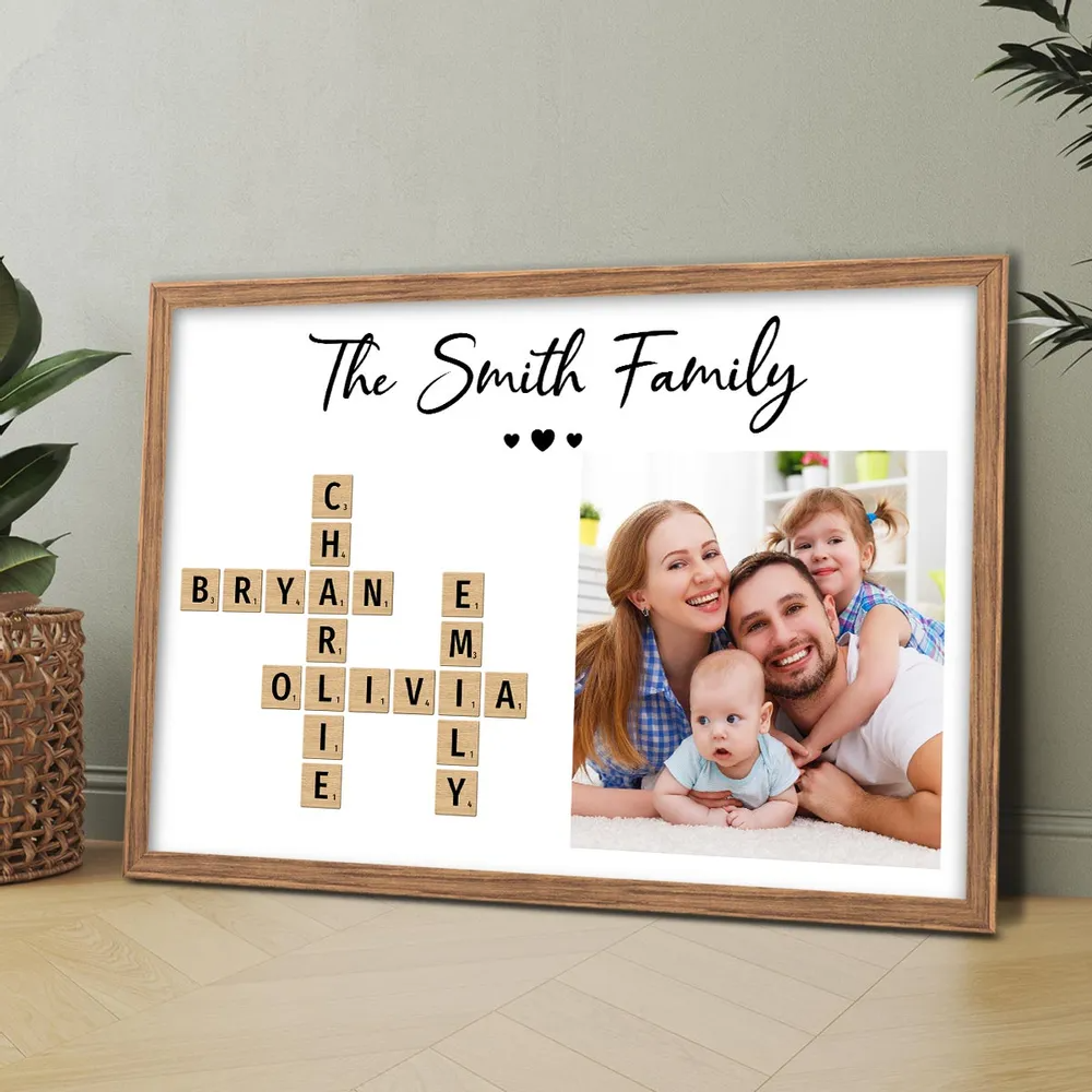 Custom Photo Family Make Your Own Crossword - Personalized Canvas - Gift For Family Members, Mom and Dad