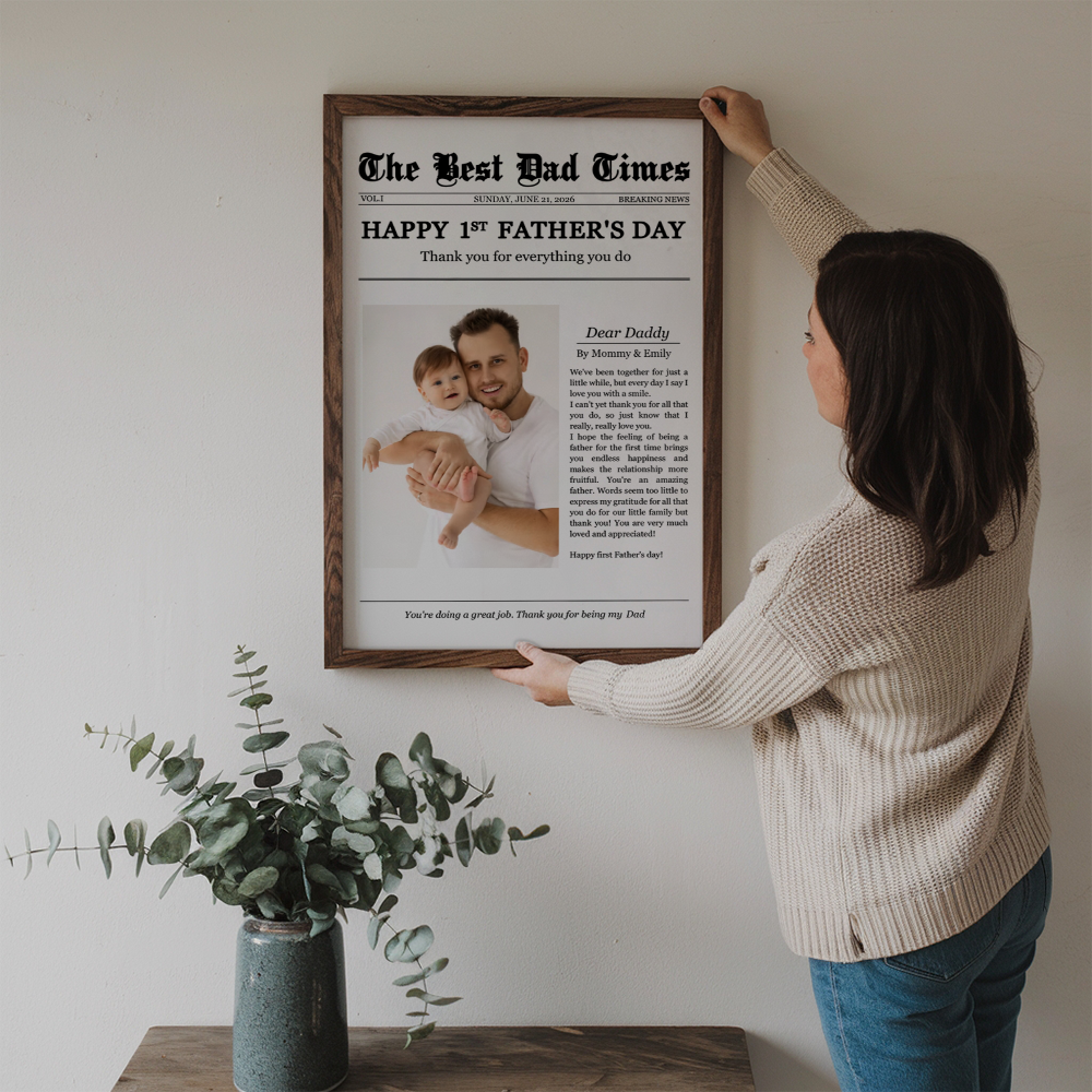 Happy 1st Father's Day Thank You For Everything - Personalized Canvas Prints - Father's Day Gift For New Dad, Daddy
