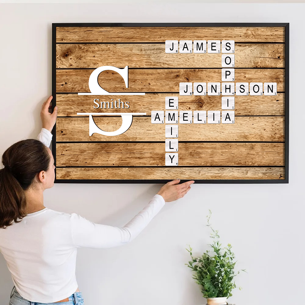 Family Name Crossword - Personalized Canvas Prints - Gift For Family Members, Mom and Dad