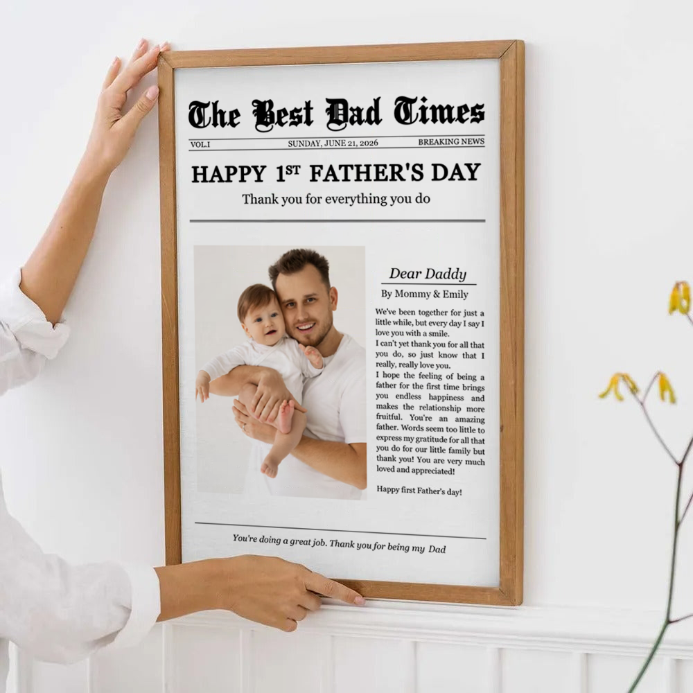Happy 1st Father's Day Thank You For Everything - Personalized Canvas Prints - Father's Day Gift For New Dad, Daddy