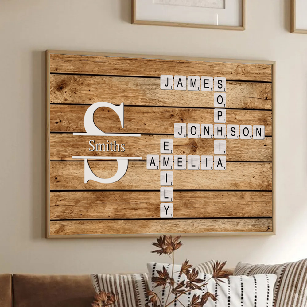 Family Name Crossword - Personalized Canvas Prints - Gift For Family Members, Mom and Dad