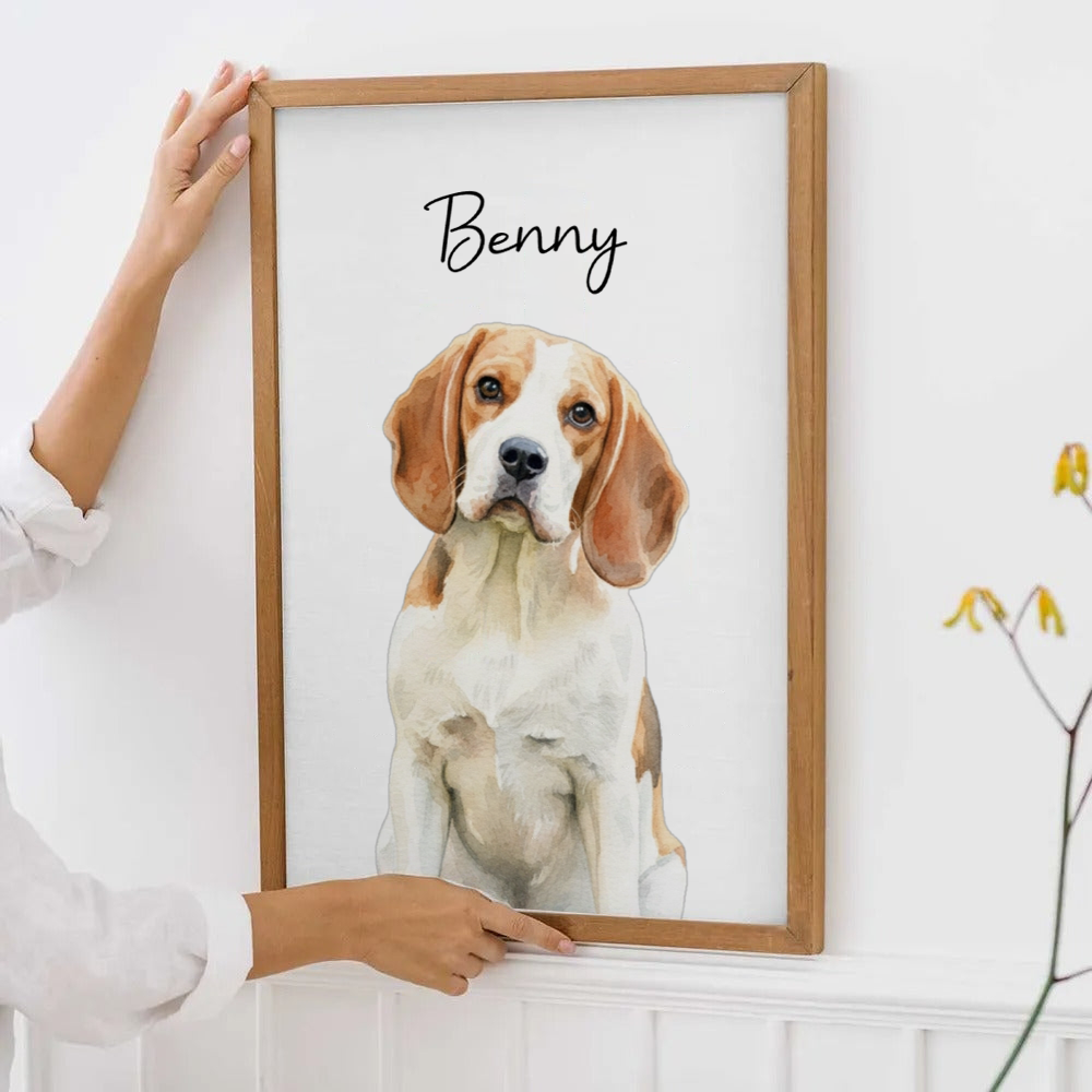 Custom Photo Realistic Watercolor Art Dog Cat Pet - Personalized Canvas Prints - Gifts for Dog Lovers, Cat Lovers, Pet Lovers