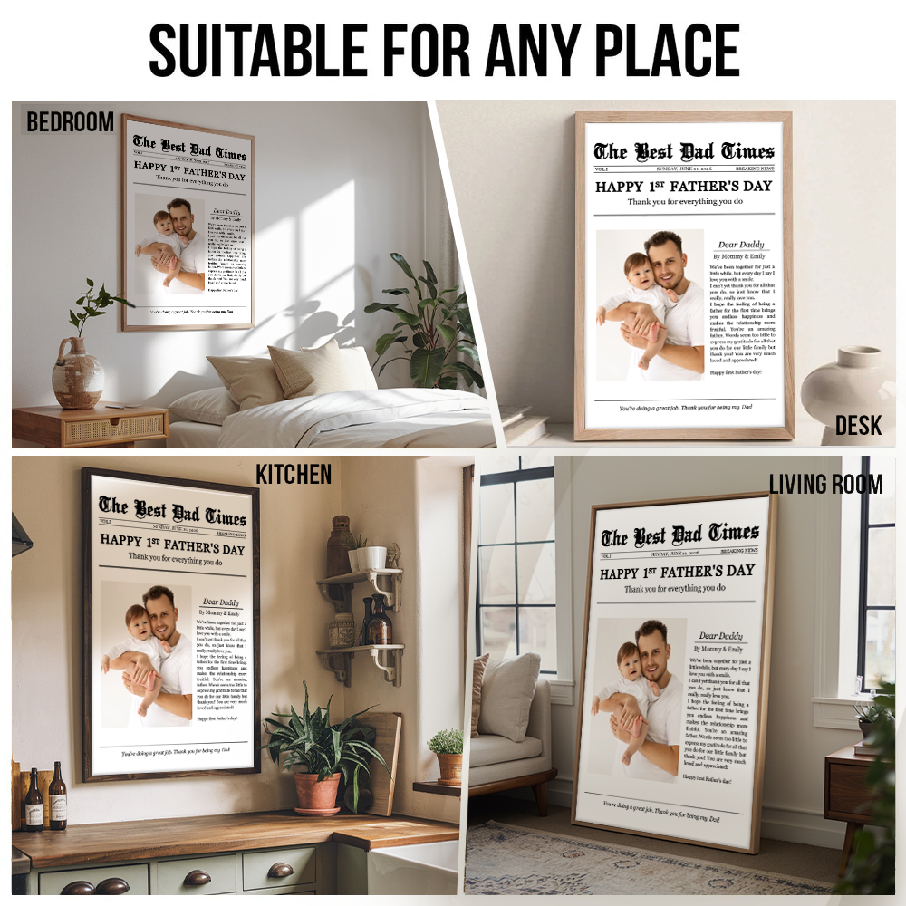 Happy 1st Father's Day Thank You For Everything - Personalized Canvas Prints - Father's Day Gift For New Dad, Daddy