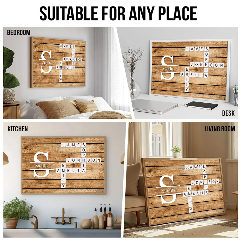 Family Name Crossword - Personalized Canvas Prints - Gift For Family Members, Mom and Dad
