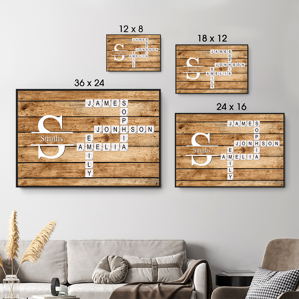 Family Name Crossword - Personalized Canvas Prints - Gift For Family Members, Mom and Dad