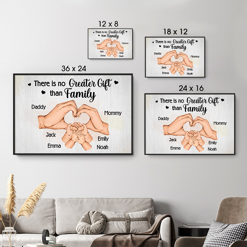 Family Hand Heart - Personalized Canvas Prints - Gift For Mom, Dad, Family, Wife, Husband