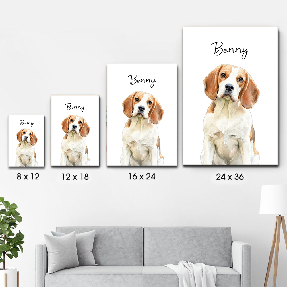 Custom Photo Realistic Watercolor Art Dog Cat Pet - Personalized Canvas Prints - Gifts for Dog Lovers, Cat Lovers, Pet Lovers