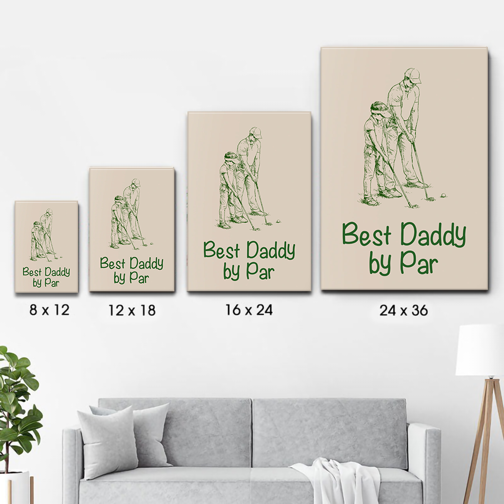 Custom Photo Ink Drawing Best Dad Papa By Par - Personalized Canvas Prints - Father's Day Gift For Golfers, Golf Lovers