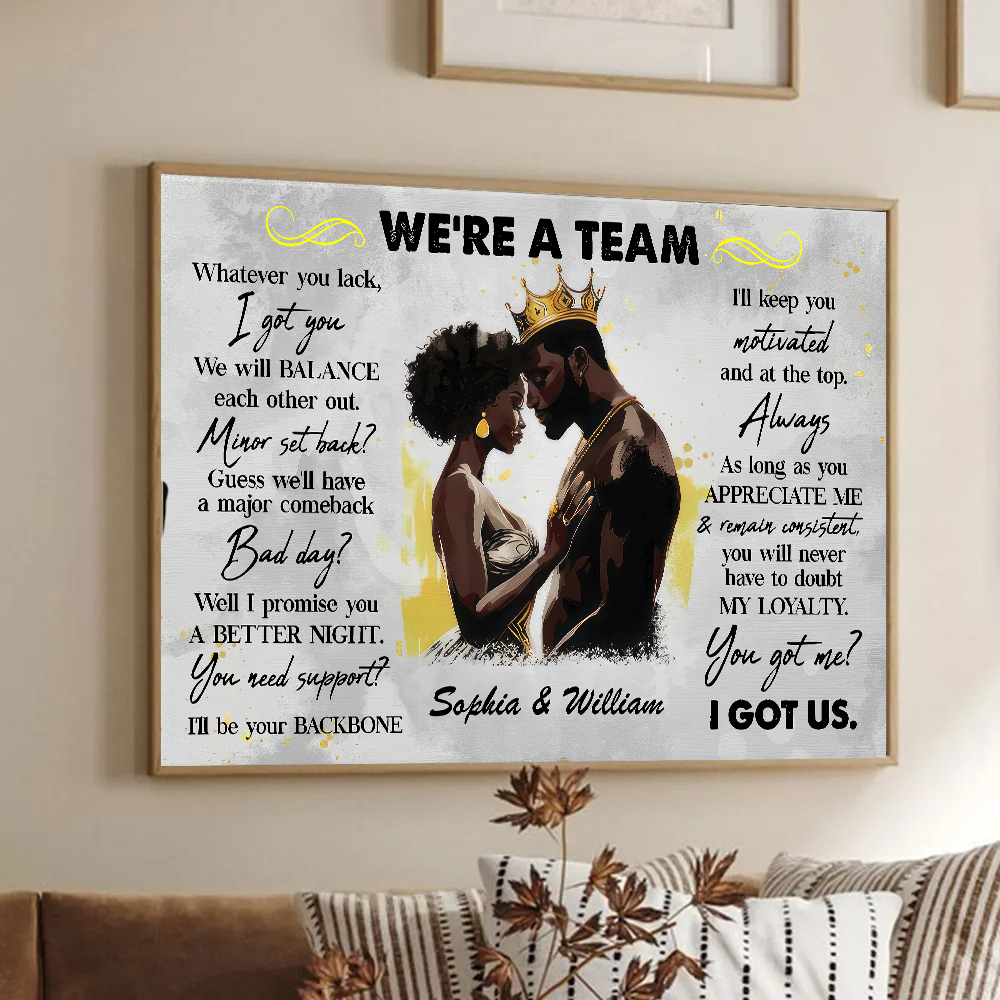 Custom Photo We're A Team - Personalized Canvas - Gift For Valentine, Anniversary, Husband Wife, Her/Him, Girlfriend, Boyfriend