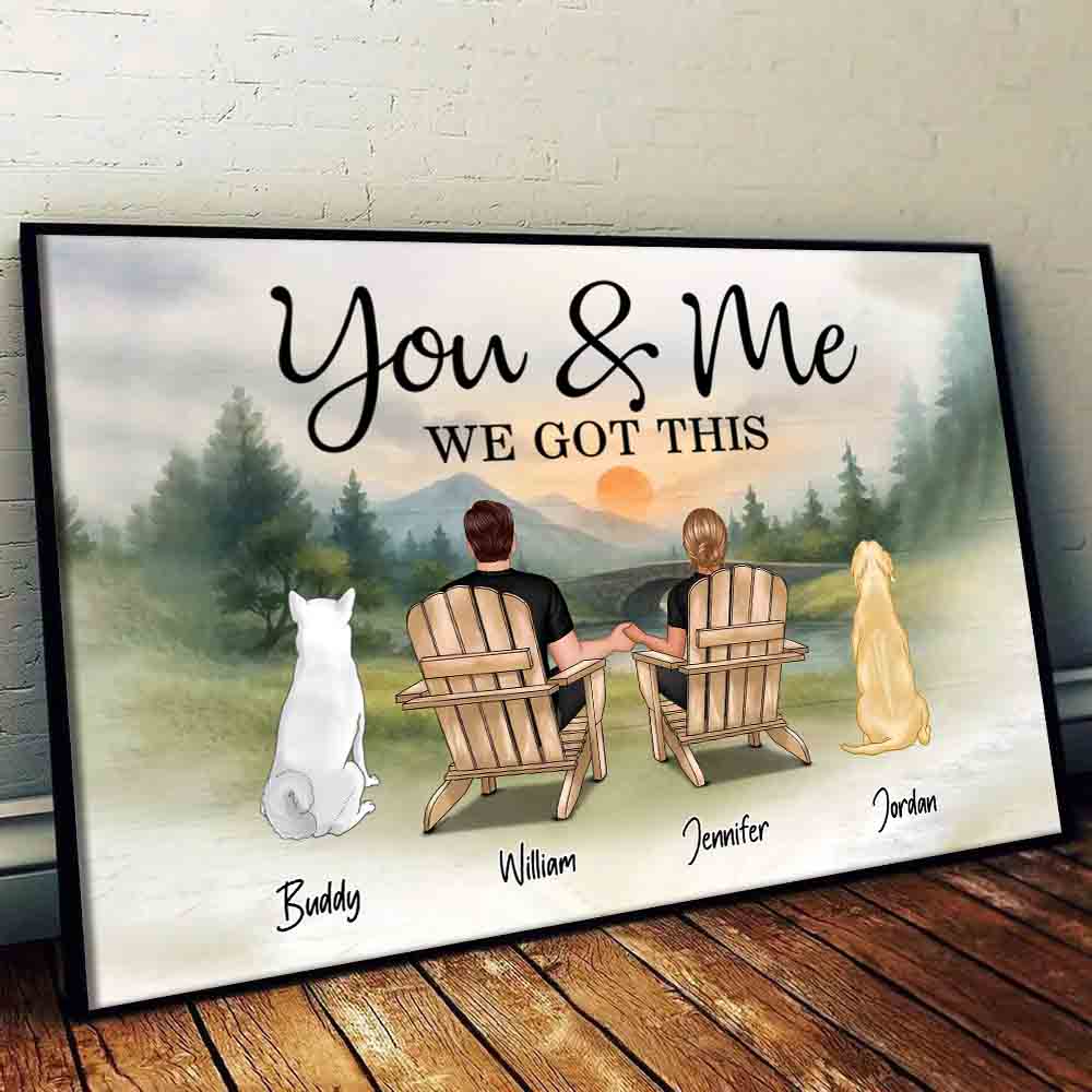 You & Me and the Dogs Couple - Personalized Canvas Print - Gift For Her/Him, Husband/Wife, Couples on Anniversary, Valentine's Day