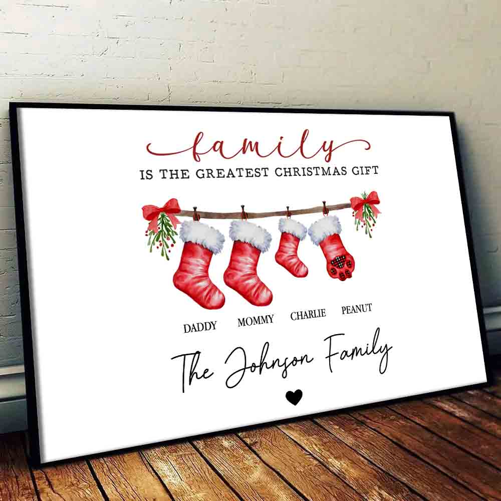Family Is The Greatest Christmas Gift - Personalized Canvas - Gift For Family Members, Mom and Dad