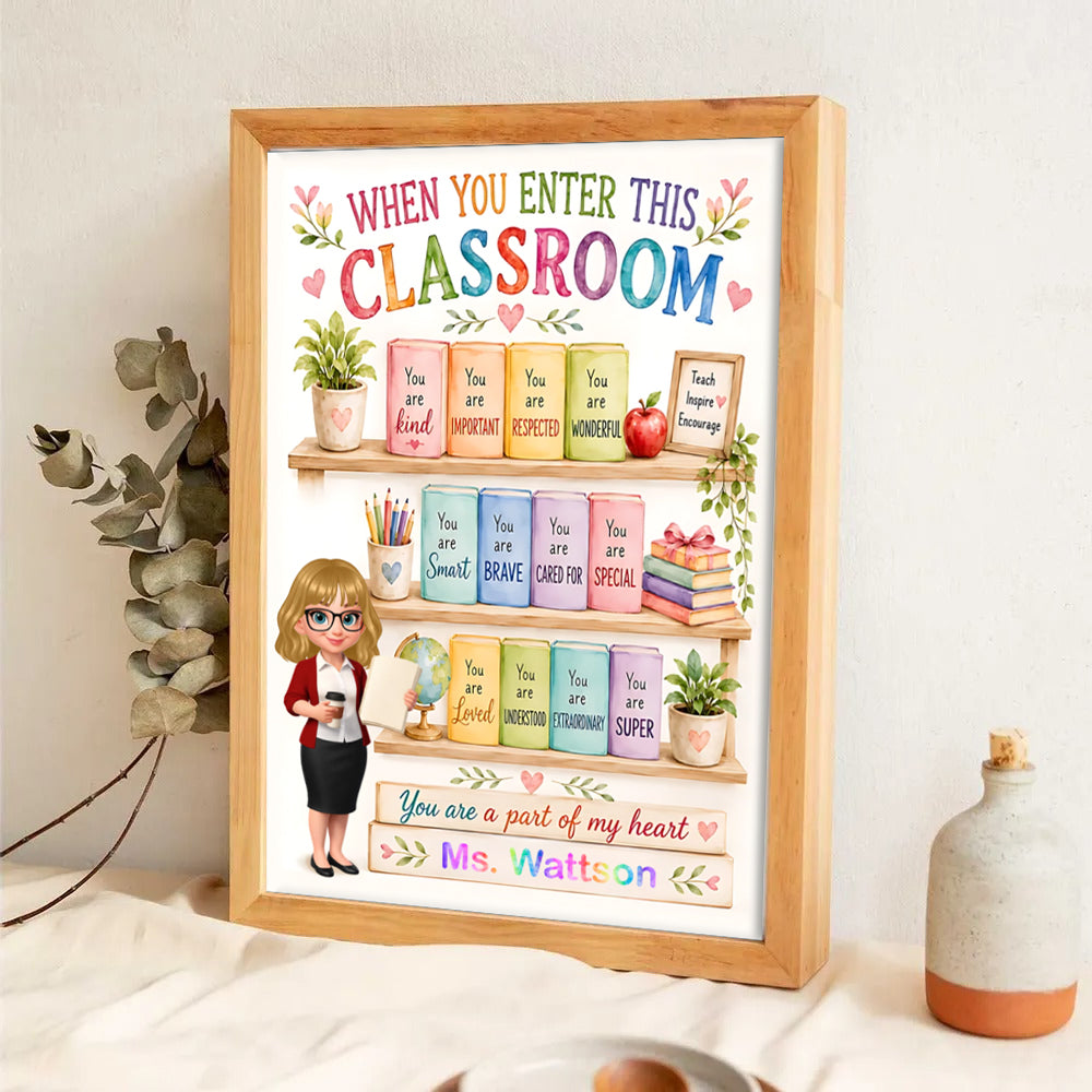 When You Enter This Classroom Teacher Affirmation - Personalized Canvas Prints - Back To School, 1st Day of School - Custom Gift For Teachers & Educators, Classroom Decoration