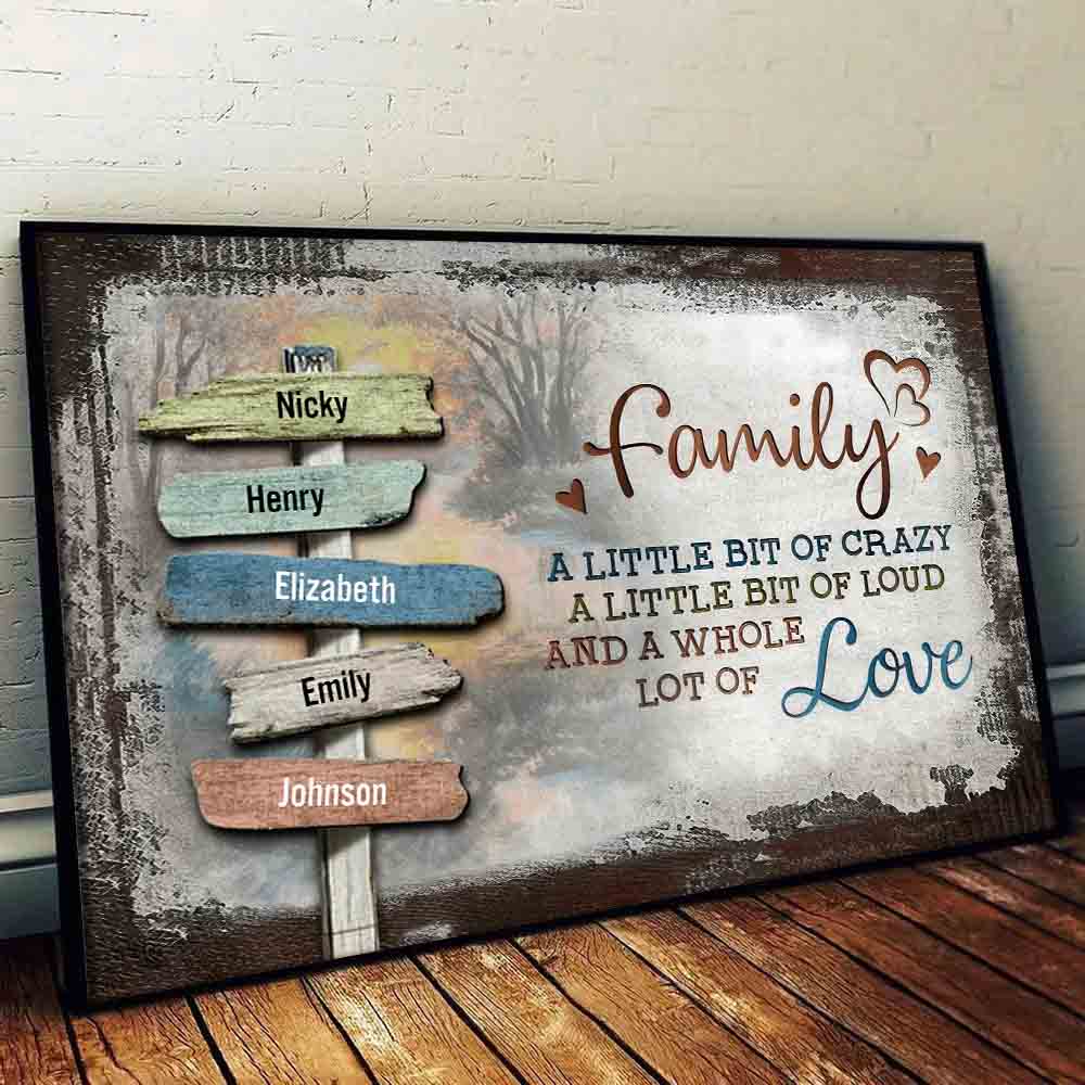 Our Crazy Loud Love Family - Personalized Canvas Prints - Gift For Family Members, Mom and Dad