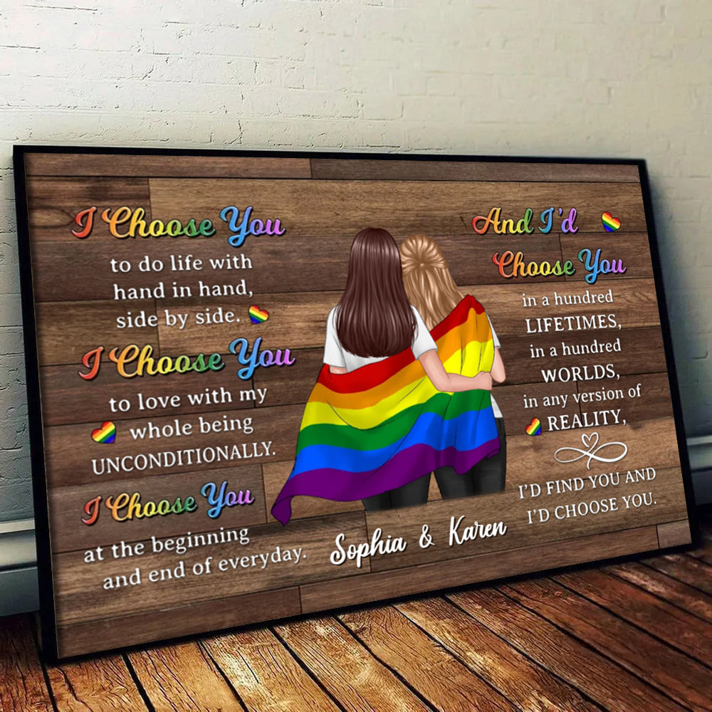 Pride Month LGBTQ+ Couple I Choose You - Personalized Canvas Prints - Gift For Her/Him, Husband/Wife, Couples
