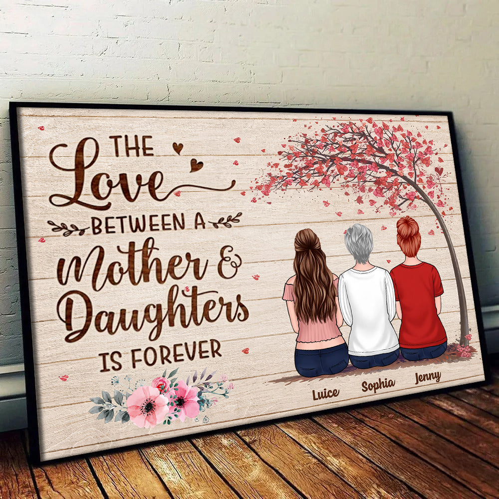 Mother & Son Daughter Forever Linked Together - Personalized Canvas - Gift For Mom, Mother's Day