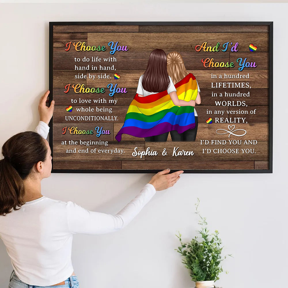 Pride Month LGBTQ+ Couple I Choose You - Personalized Canvas Prints - Gift For Her/Him, Husband/Wife, Couples