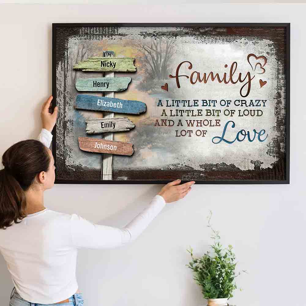 Our Crazy Loud Love Family - Personalized Canvas Prints - Gift For Family Members, Mom and Dad