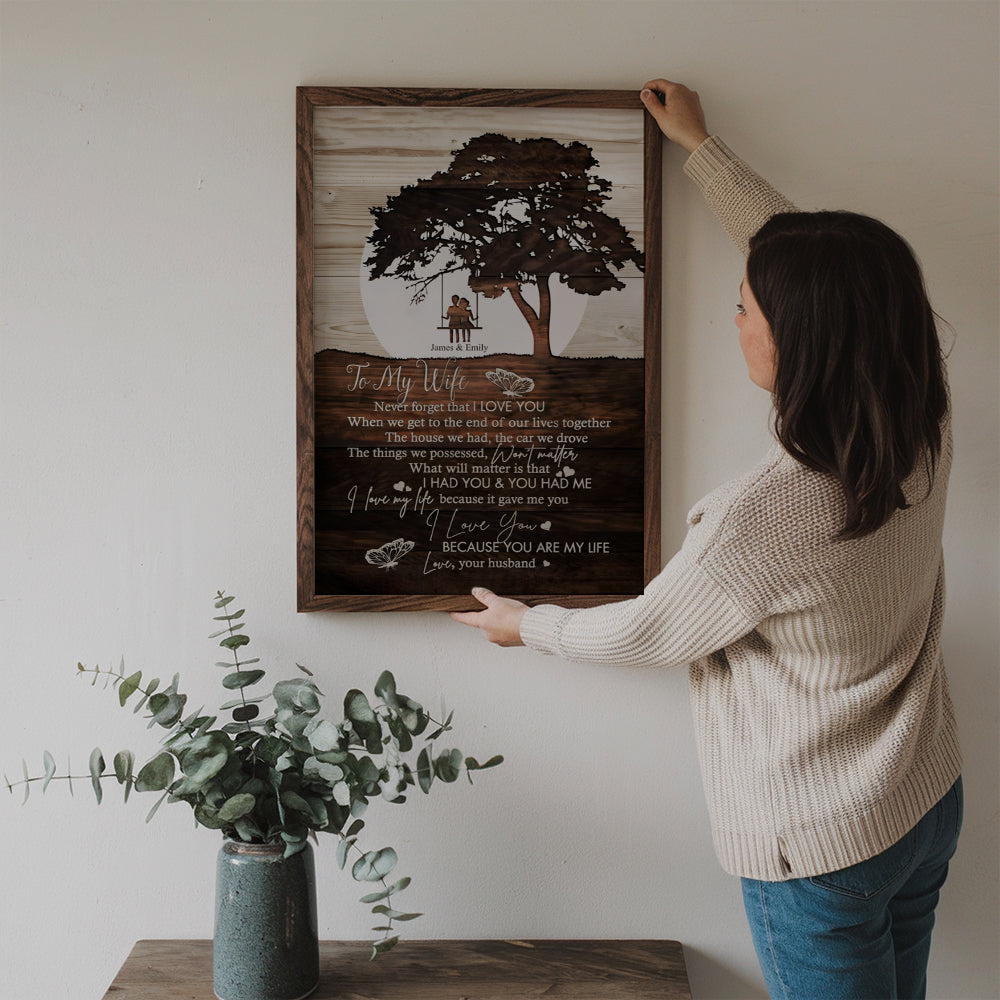 To My Wife Never Forget That I Love You Couple - Personalized Canvas Print - Gift For Her, Wife, Girlfriend on Anniversary, Valentine's Day