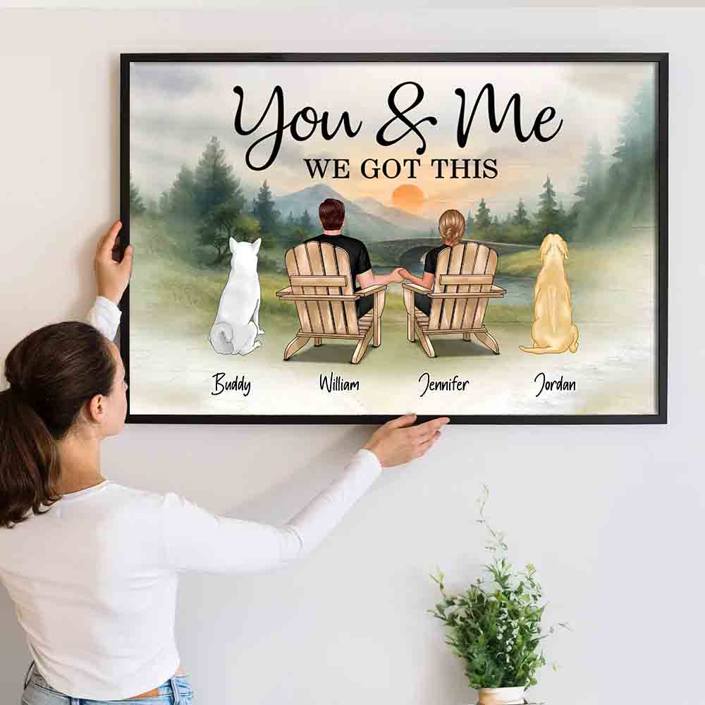 You & Me and the Dogs Couple - Personalized Canvas Print - Gift For Her/Him, Husband/Wife, Couples on Anniversary, Valentine's Day
