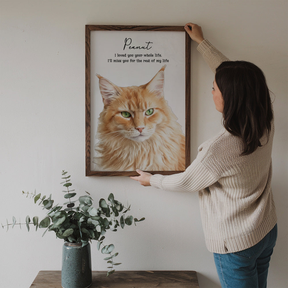 Custom Photo Realistic Watercolor Art Memorial Dog Cat - Personalized Canvas Prints - Sympathy Gift For Pet Owners, Pet Lovers