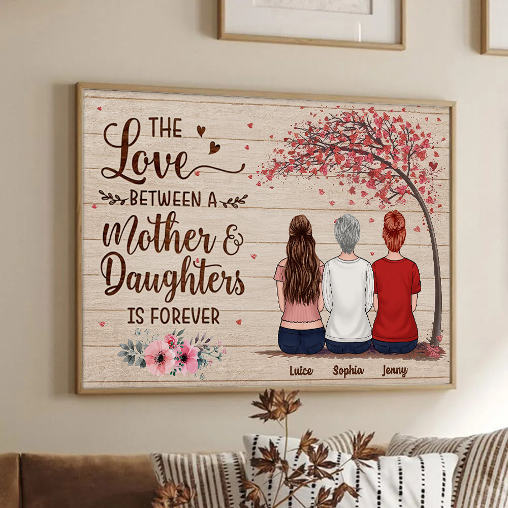 Mother & Son Daughter Forever Linked Together - Personalized Canvas - Gift For Mom, Mother's Day