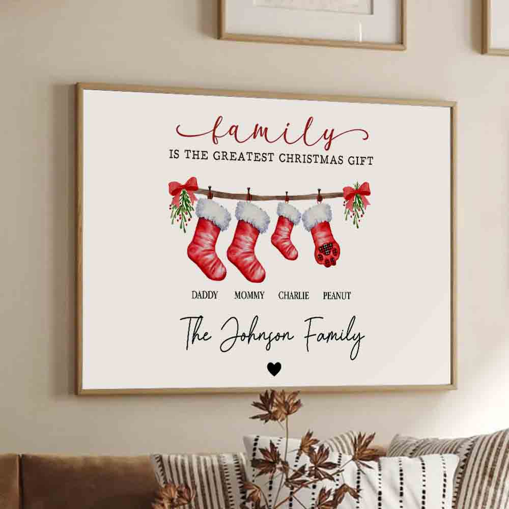 Family Is The Greatest Christmas Gift - Personalized Canvas - Gift For Family Members, Mom and Dad