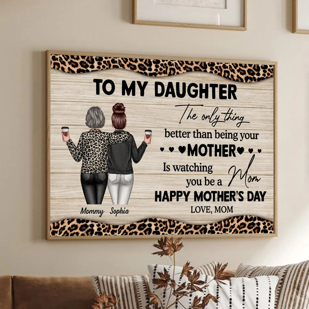 Leopard Pattern To My Daughter From Mom - Personalized Canvas - Mother's Day Gift For Daughter