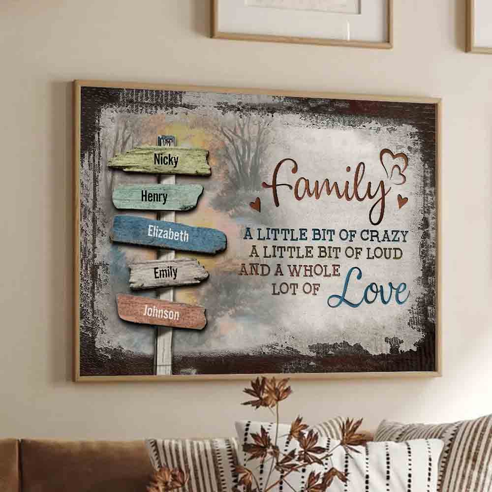 Our Crazy Loud Love Family - Personalized Canvas Prints - Gift For Family Members, Mom and Dad