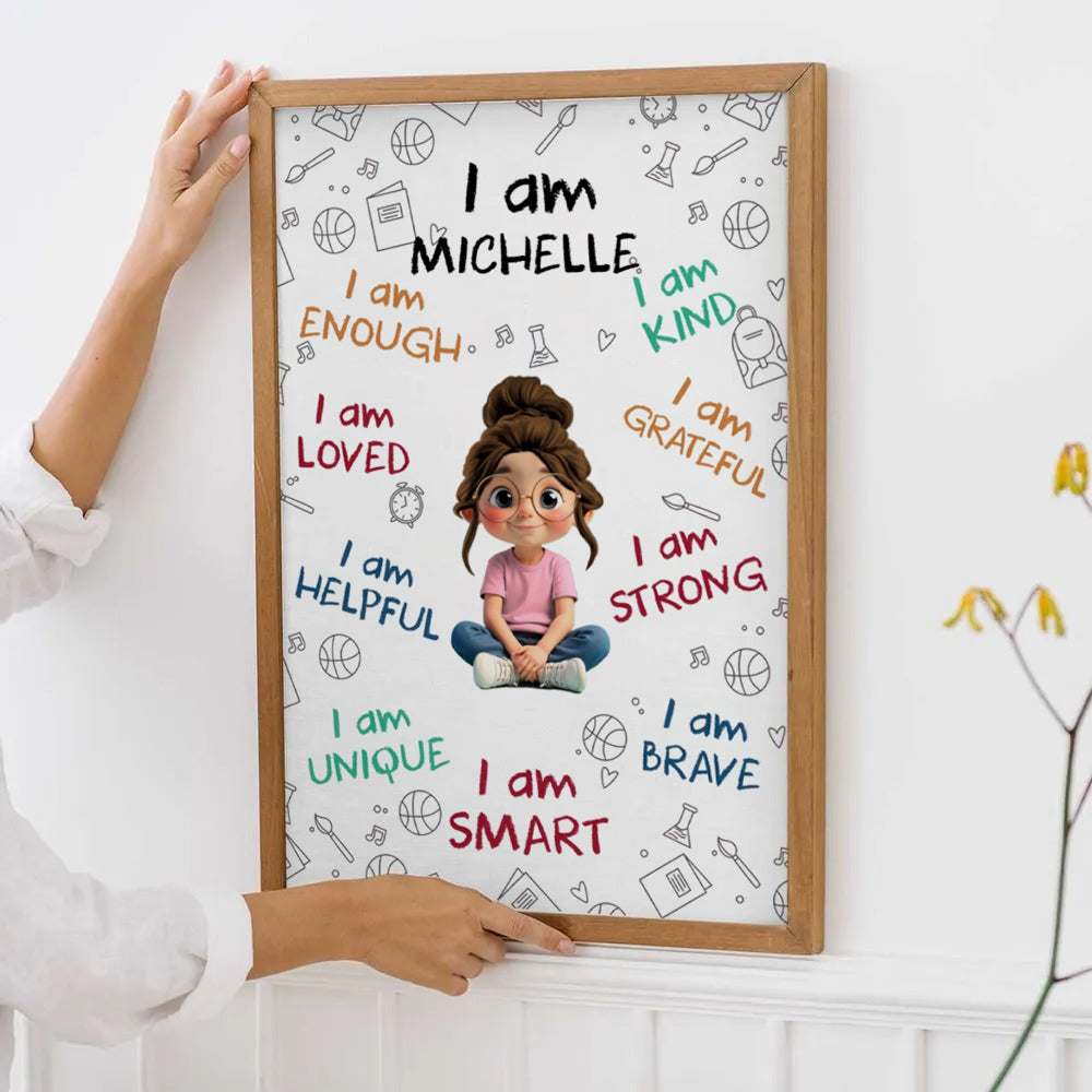 I Am Enough, Loved, Helpful, Unique, Smart - Personalized Canvas Prints - Gift For Daughter, Granddaughter