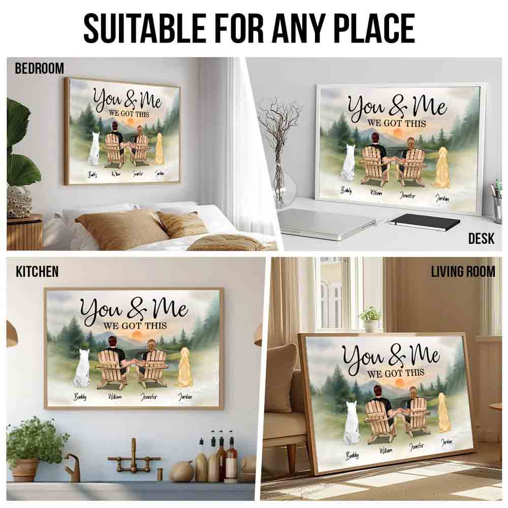 You & Me and the Dogs Couple - Personalized Canvas Print - Gift For Her/Him, Husband/Wife, Couples on Anniversary, Valentine's Day