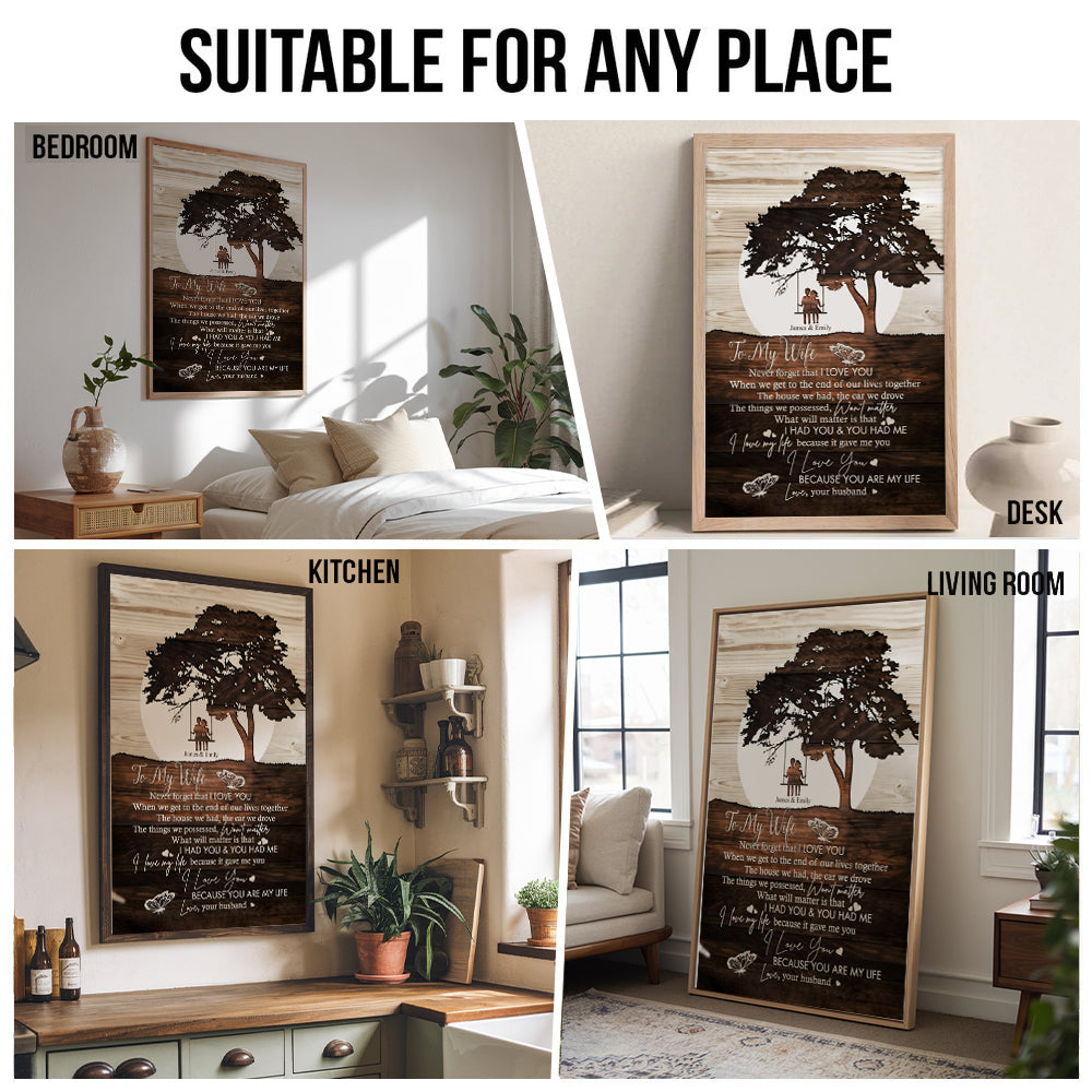 To My Wife Never Forget That I Love You Couple - Personalized Canvas Print - Gift For Her, Wife, Girlfriend on Anniversary, Valentine's Day