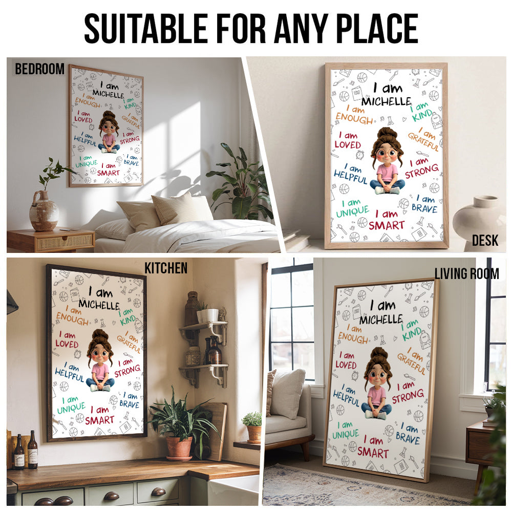 I Am Enough, Loved, Helpful, Unique, Smart - Personalized Canvas Prints - Gift For Daughter, Granddaughter