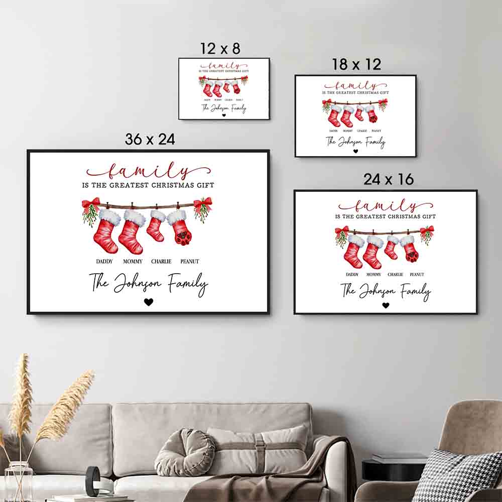 Family Is The Greatest Christmas Gift - Personalized Canvas - Gift For Family Members, Mom and Dad
