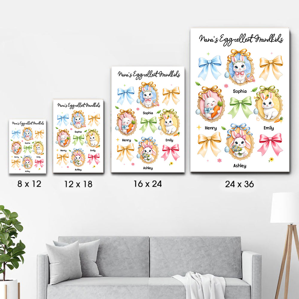 Grandma's Egg-cellent Grandkids - Personalized Canvas Prints - Easter Gift For Mom, Grandma