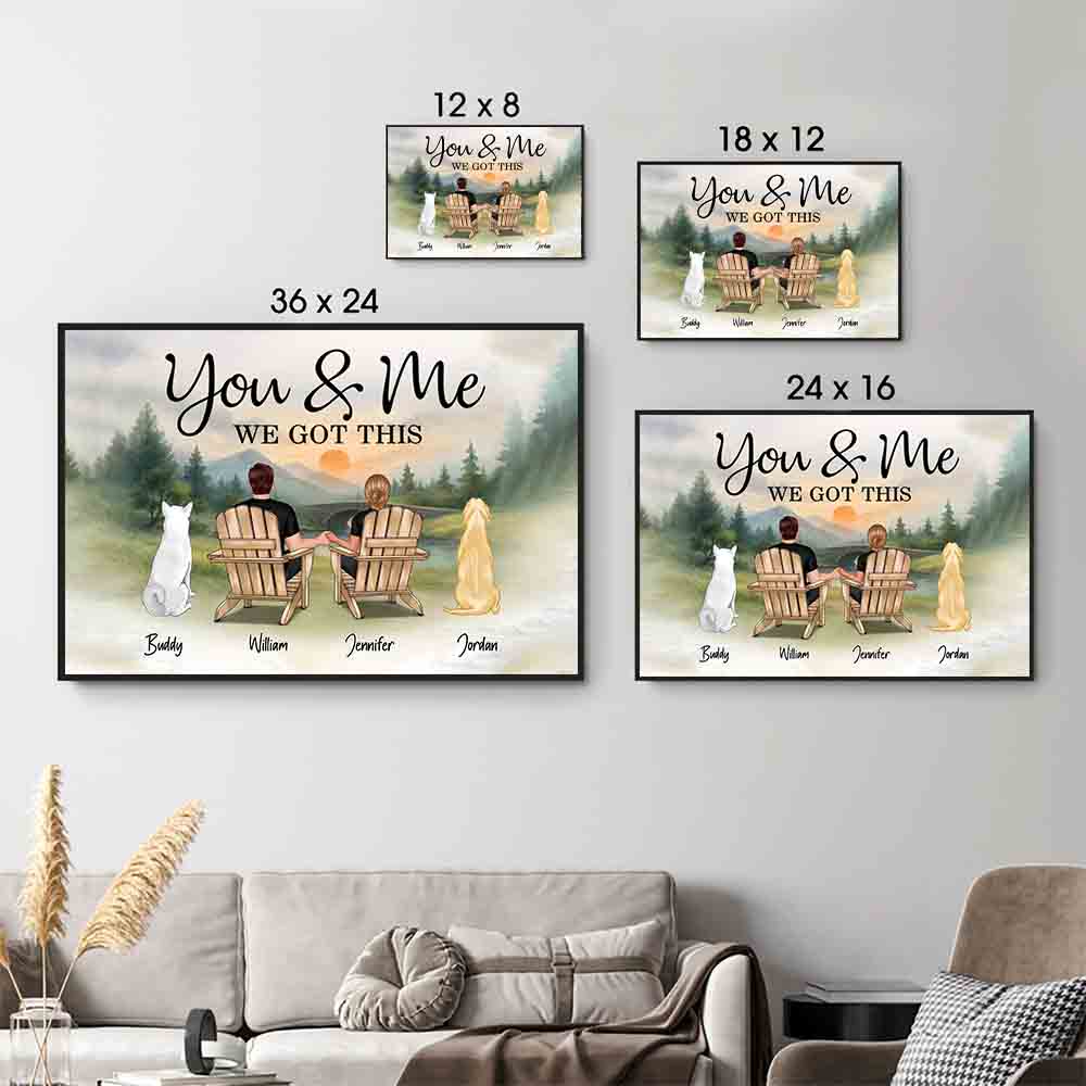 You & Me and the Dogs Couple - Personalized Canvas Print - Gift For Her/Him, Husband/Wife, Couples on Anniversary, Valentine's Day