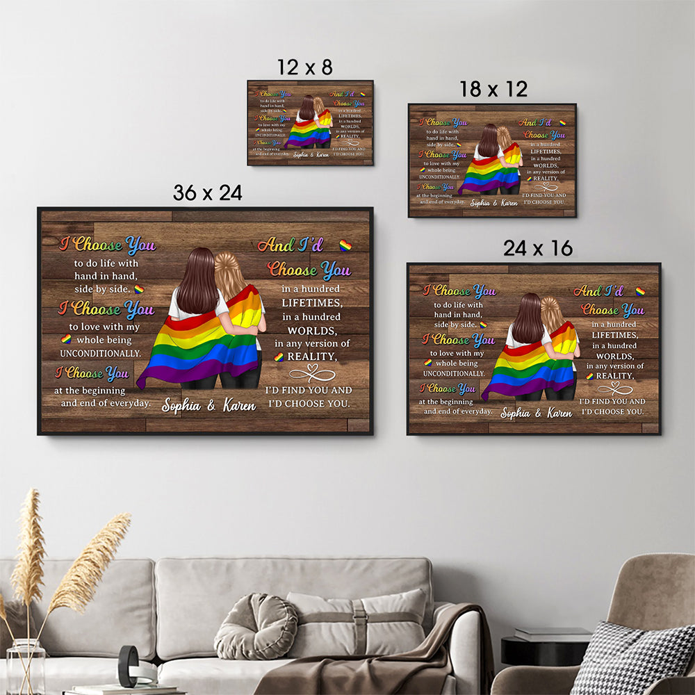 Pride Month LGBTQ+ Couple I Choose You - Personalized Canvas Prints - Gift For Her/Him, Husband/Wife, Couples