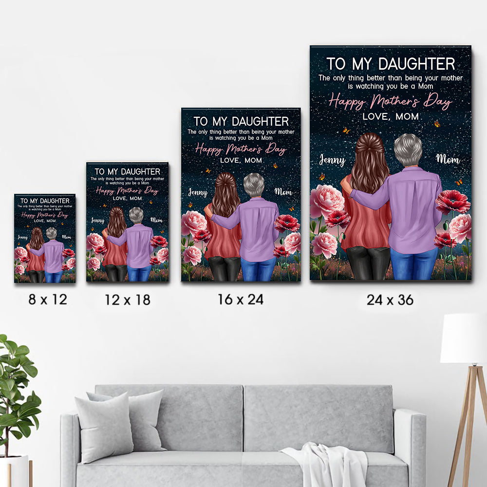 Birth Flower At Night To My Daughter From Mom - Personalized Canvas - Mother's Day Gift For Daughter