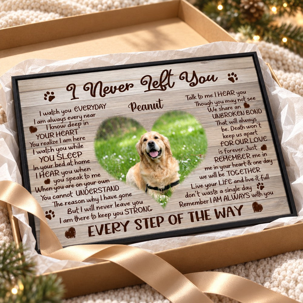 Personalized pet memorial canvas print presented as a thoughtful holiday gift