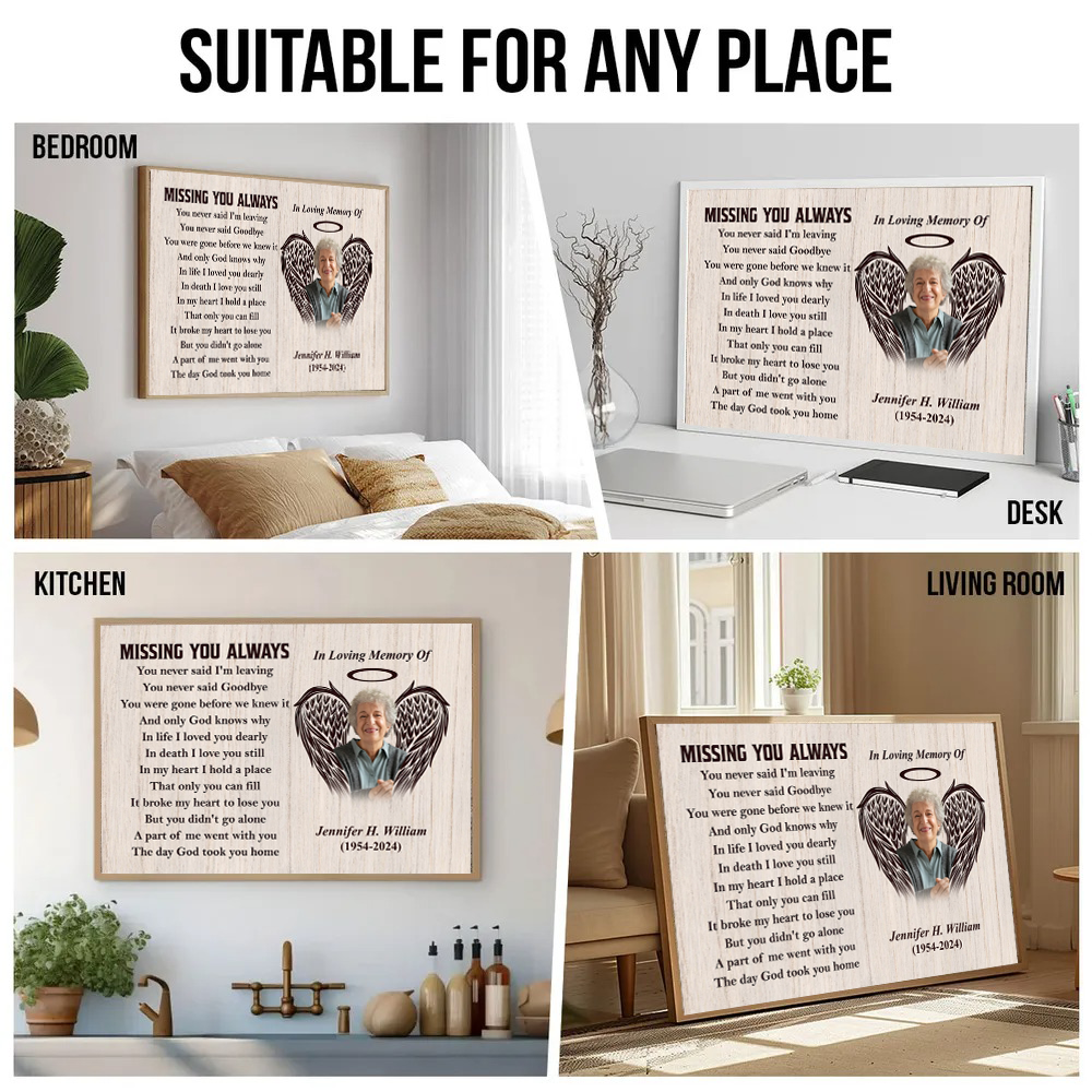 Custom Photo You Never Said Goodbye Memorial - Personalized Canvas Prints - Memorial, Sympathy Gift For Family Members