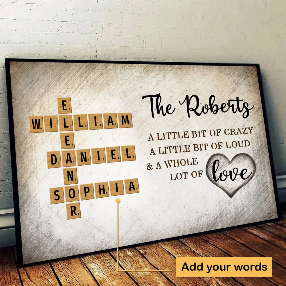 Family Whole Lot Of Love Crossword Puzzle Art - Personalized Canvas - Gift For Family Members, Mom and Dad