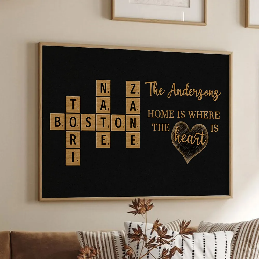 Family Whole Lot Of Love Crossword Puzzle Art - Personalized Canvas - Gift For Family Members, Mom and Dad