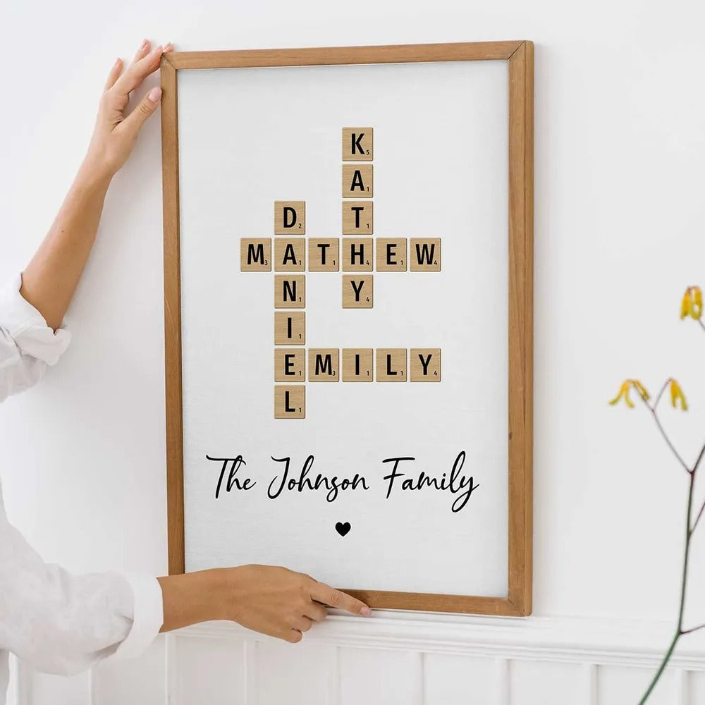 Family Crossword Art - Created In A Moment, Treasured Forever Personalized Canvas Print