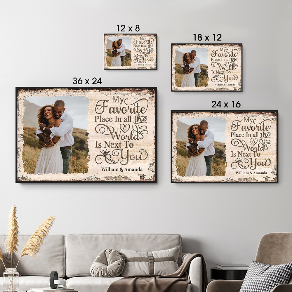 Custom Photo My Favorite Place | Personalized Family Gift For Couples, Valentine, Anniversary, Husband Wife, Her/Him, Grandma/Grandpa, Grandparent | Canvas