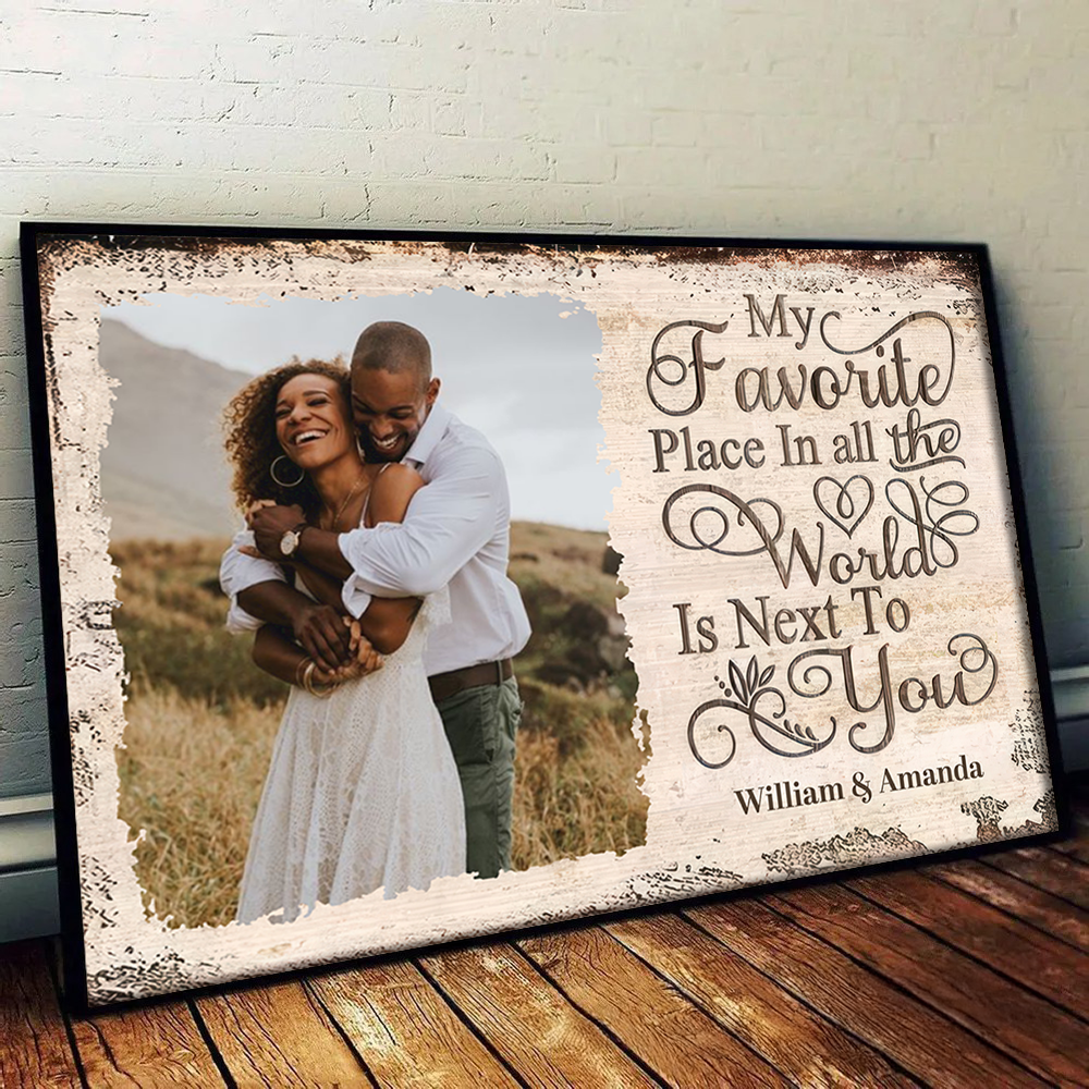 Custom Photo My Favorite Place | Personalized Family Gift For Couples, Valentine, Anniversary, Husband Wife, Her/Him, Grandma/Grandpa, Grandparent | Canvas