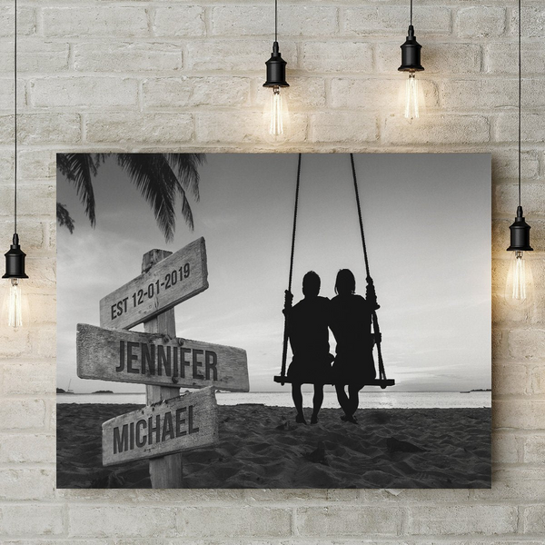 Couple Swing Names - Personalized Canvas - Gift For Her/Him, Husband/Wife, Couples on Anniversary, Valentine's Day