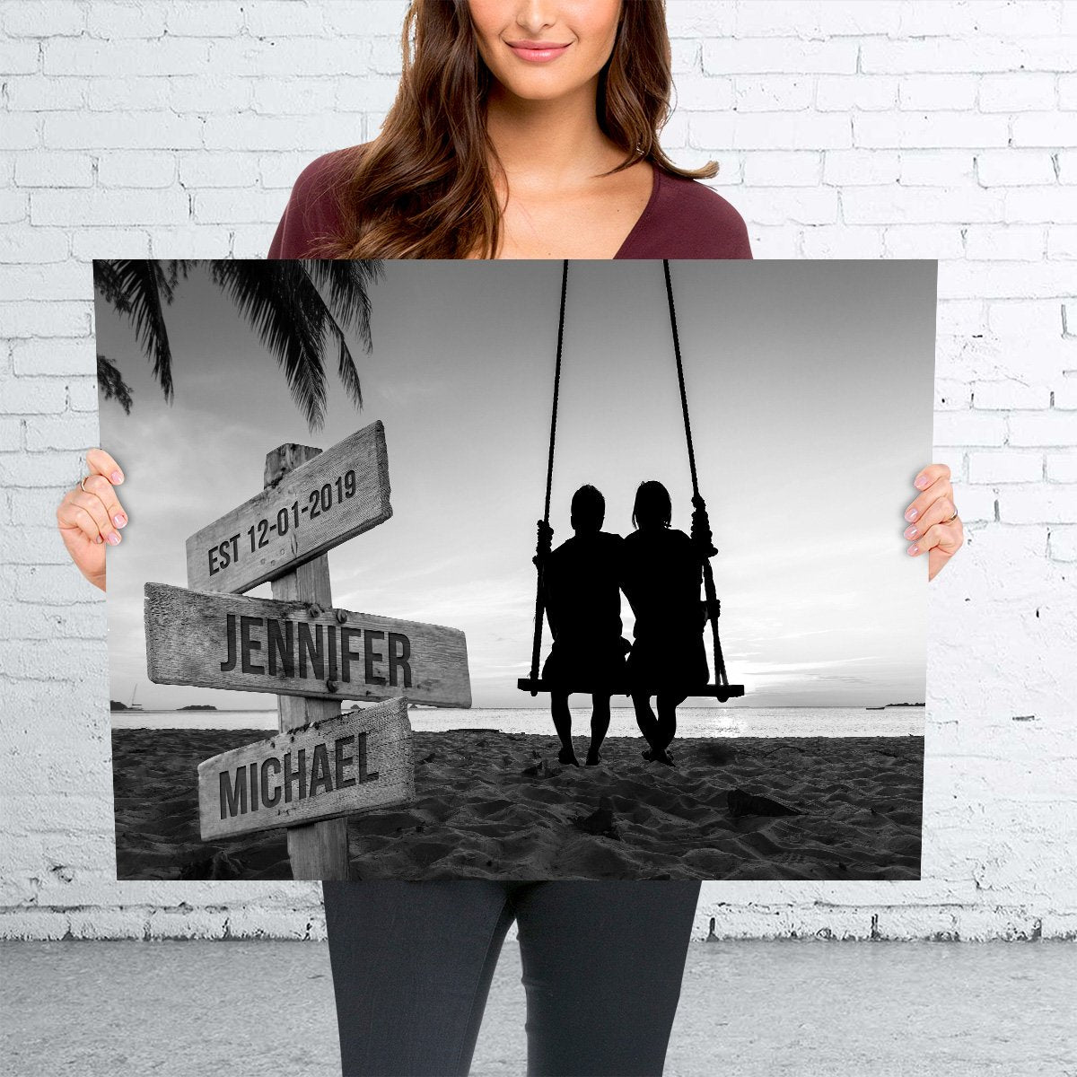 Couple Swing Names - Personalized Canvas - Gift For Her/Him, Husband/Wife, Couples on Anniversary, Valentine's Day