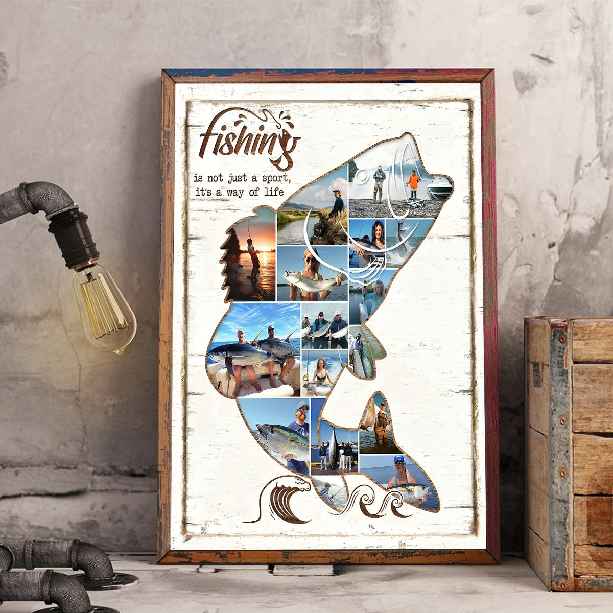 Custom Photo Fishing Photo Collage - Personalized Canvas Print - Gift For Fisher, Fisherman, Fishing Lovers