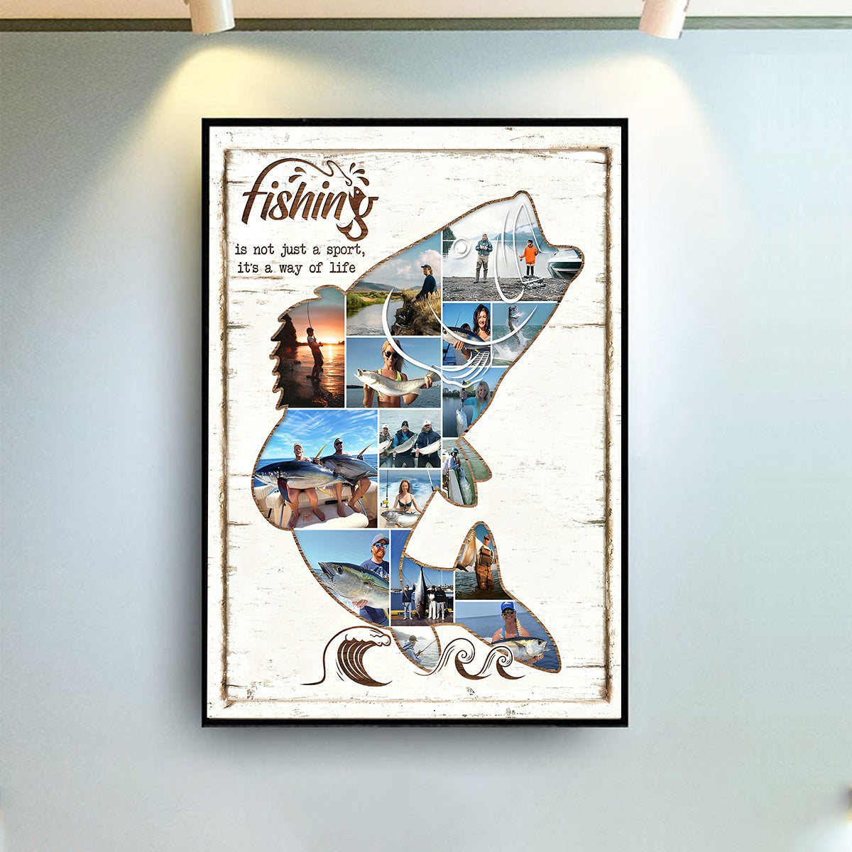 Custom Photo Fishing Photo Collage - Personalized Canvas Print - Gift For Fisher, Fisherman, Fishing Lovers