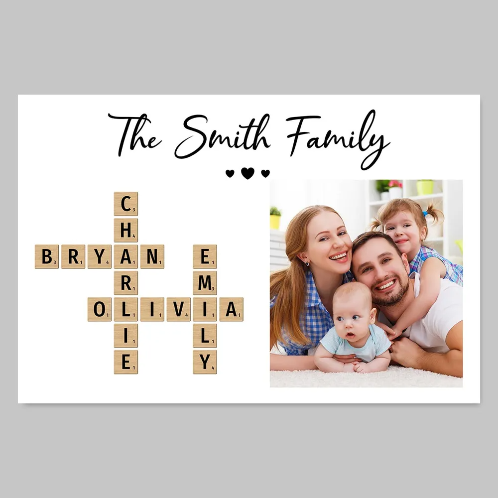 Custom Photo Family Make Your Own Crossword - Personalized Canvas - Gift For Family Members, Mom and Dad